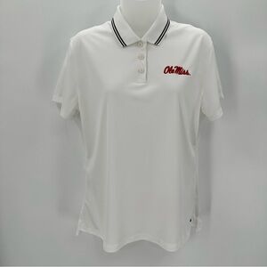 Nike Dri Fit Polo Shirt Womens L White OLE MISS Golf Top Short Sleeve